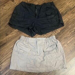 Women's Black and Gray Cargo Shorts